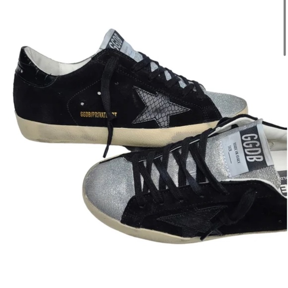 Golden Goose Superstar Size 38 Black Suede Silver Neiman Marcus Private Edition - Picture 1 of 8